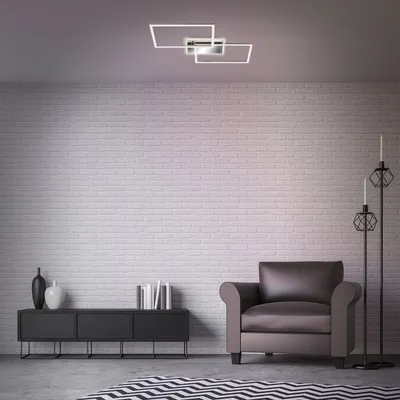 Image de Plafonnier BRILONER LEUCHTEN FRAME, 40 W, 4200 lm, IP20, chrome-alu, métal-plastique, intensité lumineuse variable, CCT, 50 x 38,8 x 8 cm