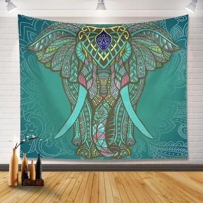 Image de Tapisserie Boho Eléphant Hippie Bohème Tenture Esthétique Psychédélique Style Indien Petite Tapisserie Pour Chambre Résidence Bureau Accueil Décoration (150 cm x 130 cm,Couleur 9)