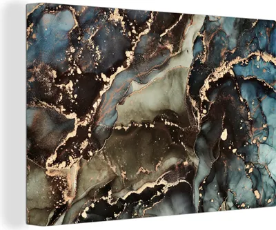 Produktbild von OneMillionCanvasses® - Leinwandbilder - 150x100 cm, Marmor - Gold - Grün, Wandbilder Kunstdruck Wanddekoration - Foto auf Leinwand - Gemälde auf Holzrahmen