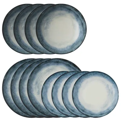 Immagine prodotto di Set di stoviglie Arthur Krupp Shade Sea - 12 pezzi / 4 persone - 4 piatti da pranzo, 4 piatti da colazione e 4 piatti fondi