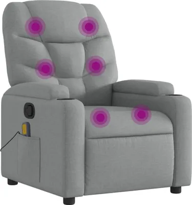 Image de vidaXL Fauteuil relax de massage, tissu gris clair