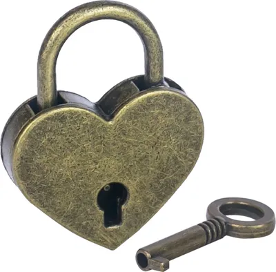 Produktbild von HMF 6493-39MM-21 Mini Deko Vorhängeschloss mit Schlüssel in Herzform, 3,9 x 3 x 0,7 cm, Bronze