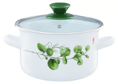 Produktbild von Emalia Olkusz Eukaliptus Emaille-Topf mit Deckel 22 cm
