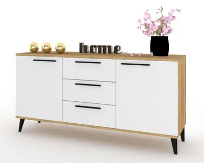 Produktbild von Kommode mit Schubladen Fernsehschrank HANA 3S Golden Craft Eiche/Weiß Matt 150cm