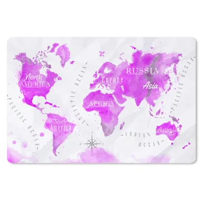 Produktbild von MuchoWow® Mauspad Mousepad Weltkarte - Rosa - Ölfarbe 27x18 cm - Mousepads - Maus Mat - Pad - Mausunterlage - Büroartikel - Desk Matten