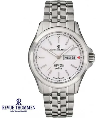 Produktbild von Revue Thommen 16020.2132 Airspeed Day Date weiss silber Edelstahl Herren Uhr NEU