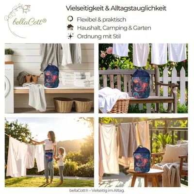 Zdjęcie produktu dla bellaCott worek na ubrania Paisley, Ø18 x 31 cm, bawełna, 2 karabińczyki