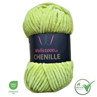 Produktbild von Wolle1000 Chenille - 46 GRÜN - 100g - weiches Chenille Garn / Kuschelwolle