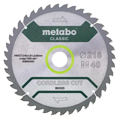 Produktbild von Metabo 628654000, 21,6 cm, 3 cm, Hartmetall-bestücktes Wolfram (TCT), 1,2 mm, 1,8 mm, Metabo
