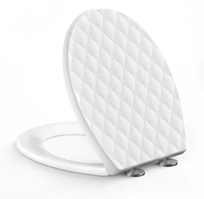 Imagen del producto de Asiento de inodoro ovalado, con sistema de cierre suave, de 44,6 x 37,1 cm, para el baño