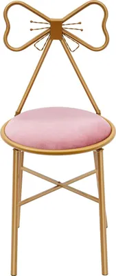 Produktbild von Schminkstuhl mit Schmetterlingslehne - Schminktisch Stuhl - Flanellbezug - Weiche Polsterung - Metallgestell - Tragkraft 100 kg - Montage erforderlich - Dunkelpink