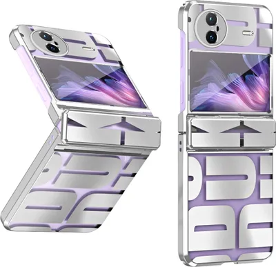 Image de Etui pour Vivo X Flip, étui transparent galvanisé avec protection de la charnière Silver