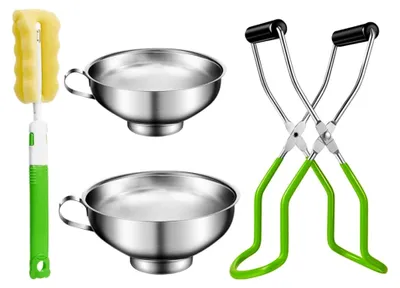 Produktbild von Einmachset mit Edelstahlzange und Glasheber, 4-teilig, rutschfester Griff für sicheres Einkochen in der Küche