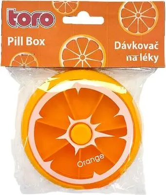 Image de Distributeur de médicaments, motif rond, orange, 9 x 2,5 cm
