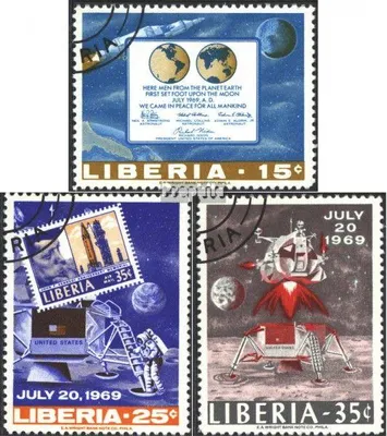 Produktbild von Briefmarken Liberia 1969 Mi 725A-727A (kompl.Ausg.) gestempelt Erste bemannte Mondlandung