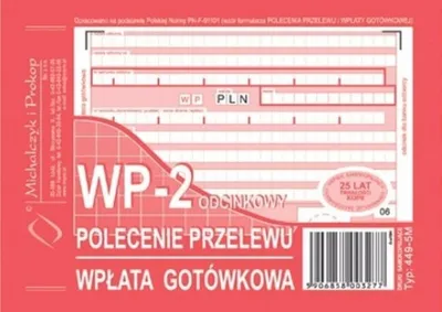 Zdjęcie produktu dla WP-2 Polecenie przelewu A6, 80 kartek