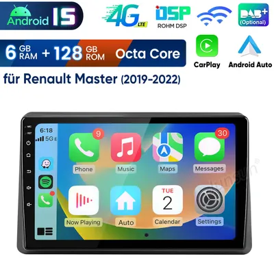 Produktbild von 10”Carplay Android 15 Autoradio Für Renault Master III 2019-2023 GPS Navi WIFI 4G BT DAB+ SWC USB DSP RDS 8-Kern 6GB+128GB