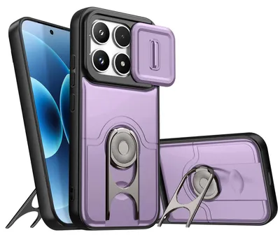 Obrázek produktu pro Pouzdro pro Xiaomi 17, Posuvným krytem fotoaparátu a kroužkovým stojánkem, nárazuvzdorné ochranné pouzdro Fialová