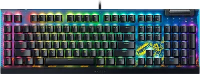 Obrázek produktu pro Razer BlackWidow V4 X Fortnite Edition (Yellow Switch) - herní klávesnice se žlutými spínači Razer, 6 makrotlačítek, dvojité ABS-tlačítka
