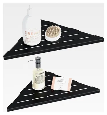 Produktbild von Eckablage für die Dusche ohne Bohren, 304 Edelstahl Duschregal, Wandmontage, 2 Stück Badablage, Schwarz, 25,4 cm