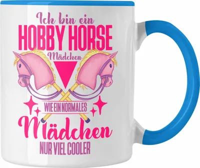 Produktbild von Trendation - Hobbyhorse Mädchen Tasse Geschenk Hobby Horse Pferde (Blau)