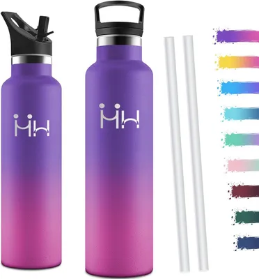 Produktbild von Thermosflasche 1 l, mit Strohhalm, Edelstahl, auslaufsicher, für unterwegs