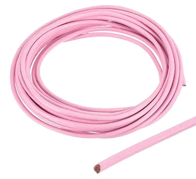 Image de Cordon en cuir rond - Diamètre : 3 mm - Pour la création de bijoux - Couleur : rose - Longueur : 5 mètres