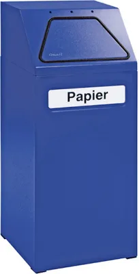 Produktbild von Abfallsammler mit verzinktem Stahleinsatz & selbstschließender Einwurfklappe | 65 Liter, HxBxT 97x40x38cm | Feuer- & Geruchshemmend | Enzianblau