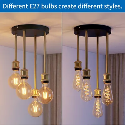 3-flammige Pendelleuchte Gold, 60 W, Eisen, für Decke