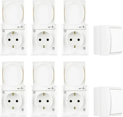 Produktbild von REV AquaForm Feuchtraum Steckdosen Schalter Starter Set 8 teilig Weiß AP IP44