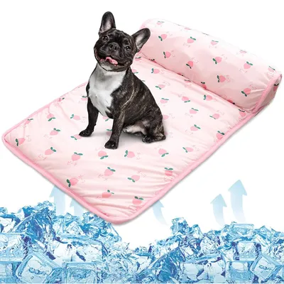 Produktbild von Kühlmatte für Hunde und Katzen, Sommer-Haustierbett mit atmungsaktivem Eiseffekt, Hängematte für Haustiere, rosa, Größe S: 60 x 40 cm