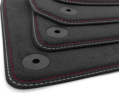 Immagine prodotto di Tappetini per Audi A4 8H Cabrio (2002-2009) Tappetini in velours di qualità originale Tappetini per auto 4 pezzi con doppia cucitura rosso bianco