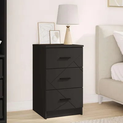 Obrázek produktu pro vidaXL Noční stolek se zásuvkami černý 38 x 38 x 66 cm materiál na bázi dřeva