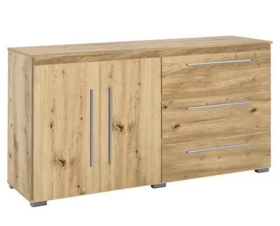 Immagine prodotto di Cassettiera moderna 2 ante 3 scomparti 3 cassetti credenza credenza bassa effetto legno