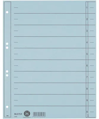 Productafbeelding van Leitz scheidingsbladen 16580030, A4, 230g karton, lichtblauw, 100 stuks per pak.