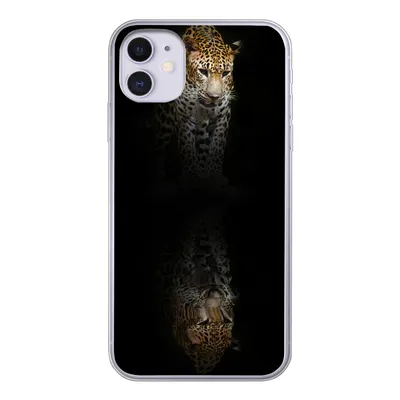 Produktbild von MuchoWow® Handyhülle Schutzhülle Hülle für iPhone 11 Leopard - Reflexion - Schwarz Silikon Softcase Handy Hülle - Handytasche