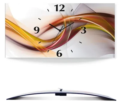 Produktbild von ARTland Wanduhr, gebogen Quarzuhr - schwarzer Zeiger Abstraktes Design Orange Größe: 60x30 cm