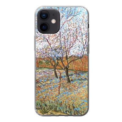 Produktbild von MuchoWow® Handyhülle Schutzhülle Hülle für iPhone 12 Blühender Pfirsichbaum - Vincent van Gogh Silikon Softcase Handy Hülle - Schutzhülle