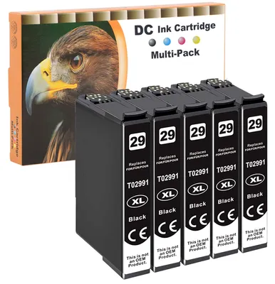 Image de Cartouches d'encre noires compatibles D&C 5X de 15 ml, compatibles avec les modèles Epson 29 et 29XL BK, pour les imprimantes Epson Expression Home XP-330, série XP-330, XP-332, XP-335, XP-340, XP-342, XP-345, XP-352, XP-355, XP-430, série XP-430, XP-432, XP-435