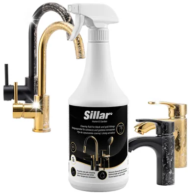 Image de Liquide de nettoyage professionnel Sillar pour robinetteries noires et dorées, 1 litre – Ne laisse aucune trace