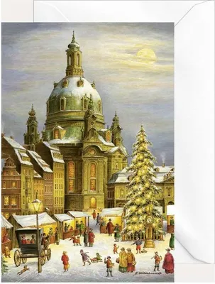 Produktbild von Weihnachtsklappkarte mit Motiv Dresdner Frauenkirche, historisch