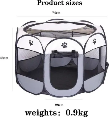 Produktbild von Wasserdichte, graue, zusammenklappbare Tierbox für Hunde und Katzen
