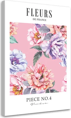 Immagine prodotto di Quadro su tela Fiori di peonia colorati in stile shabby chic 80x120 Feeby Rosa quadro da parete pronto per essere appeso