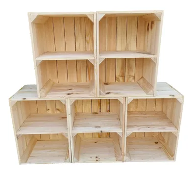Produktbild von 5er Holzkisten mit Regal - 40x30x24 cm - Dekorative Aufbewahrungsboxen aus Holz