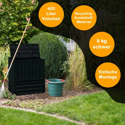 Produktbild von Yoursol Eco-King Komposter anthrazit für den Garten, 400 L, Schnellkomposter Kunststoff