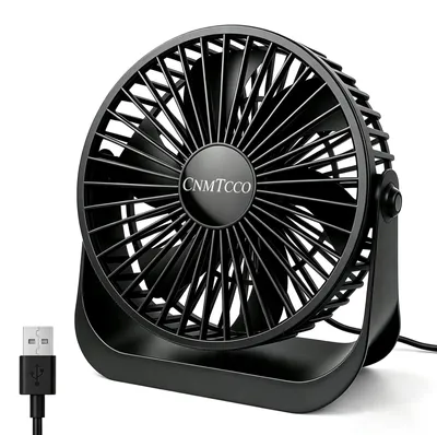 Zdjęcie produktu dla Przenośny wentylator USB - czarny, 3 prędkości, kompaktowy (7 cali), cichy