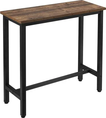 Zdjęcie produktu dla Stół barowy na wysokich nogach z metalową konstrukcją, blatem ze sklejki, stół do jadalni i kuchni 100x40x100 cm, Vintageholz BT33hov