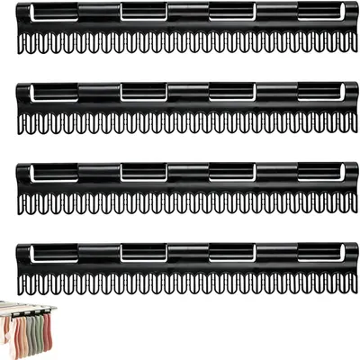 Productafbeelding van Sokkenrek - Set van 4 - Sterk plastic - 32x5 cm - Zwart - Sokken - Handschoenen & babykleding
