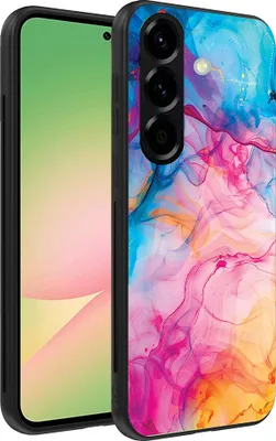 Productafbeelding van Smartphonica TelefoonkofferGeschikt voor Samsung Galaxy A56 met regenboogacrylmarmermotief - TPUAchterkant beschermhoes met regenboogacrylmarmermotief