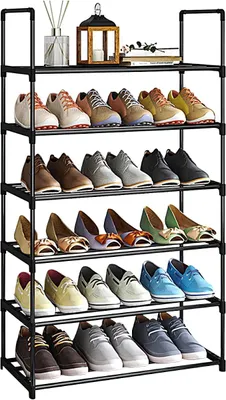 Produktbild von PolkaHome® Schuhregal 6 Ebenen, Schmaler Metall Schuhständer, Verstellbar, Platzsparend, für Schlafzimmer, Flur, Eingang